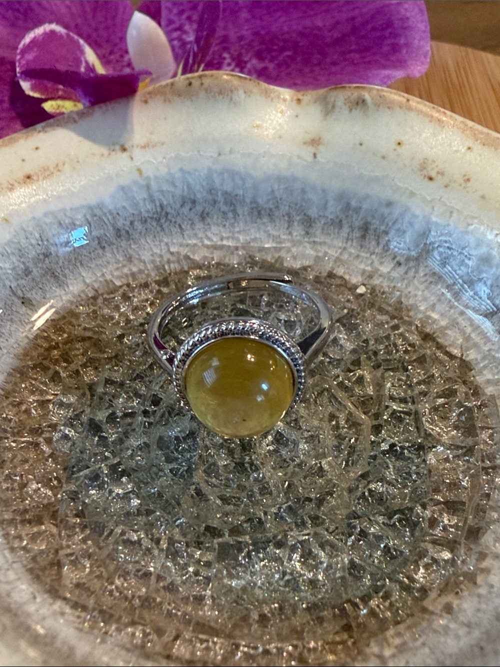 Yellow Gemstone Silver Ring - Women Jewelry